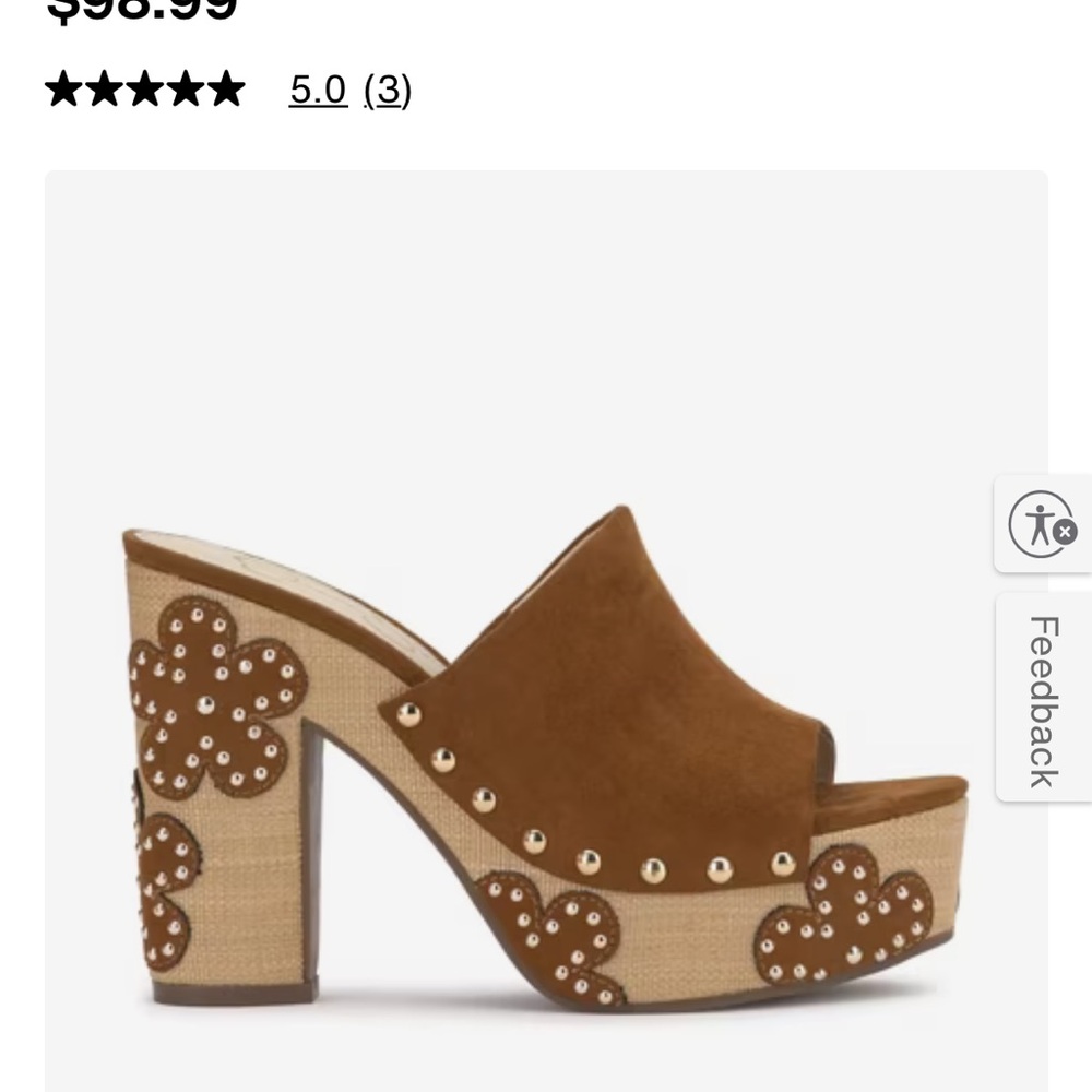 Jessica Simpson Brown Platform Sandals with Studded Floral Design